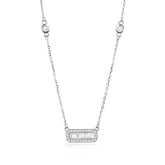 Silver Baguette Necklace, White Rhodium, Premium Cubic Zirconia  + Give Hope Gift